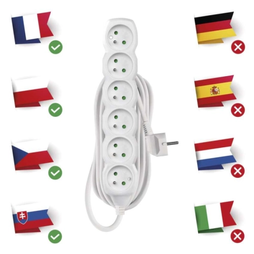 Prodlužovací kabel EMOS P0615 5m/6zásuvek bílá 1902060500 (obrázek 3)