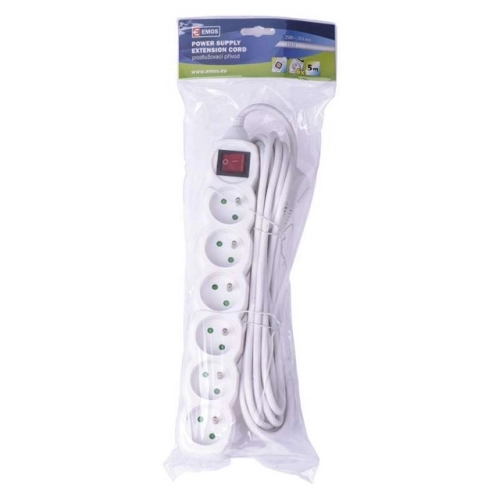 Prodlužovací kabel EMOS 5m/6zásuvek s vypínačem bílá P1615 1902160500 (obrázek 2)