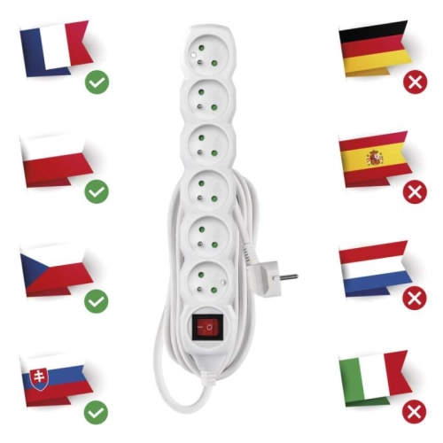 Prodlužovací kabel EMOS 5m/6zásuvek s vypínačem bílá P1615 1902160500 (obrázek 3)