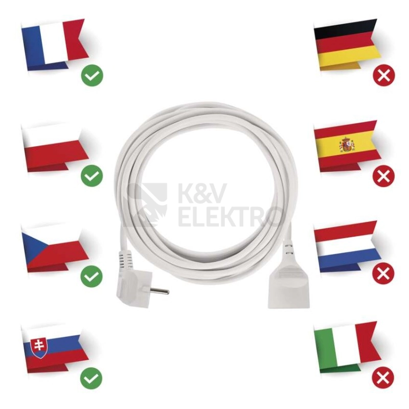 Obrázek produktu Prodlužovací kabel EMOS 7m/1zásuvka bílá P0117 1901010700 3