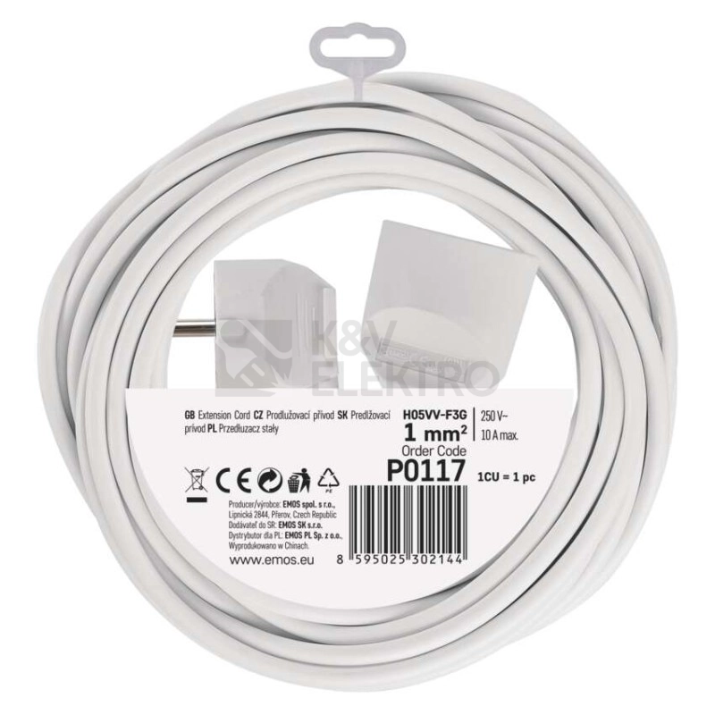 Obrázek produktu Prodlužovací kabel EMOS 7m/1zásuvka bílá P0117 1901010700 6