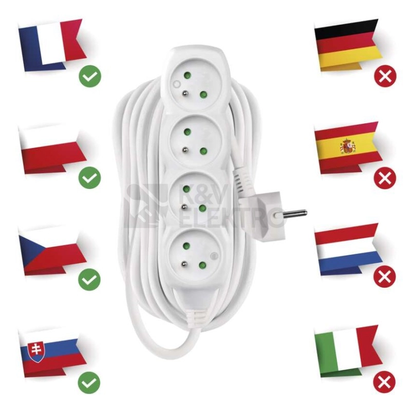Obrázek produktu Prodlužovací kabel EMOS 10m/4zásuvky bílá P0410 1902041000 2