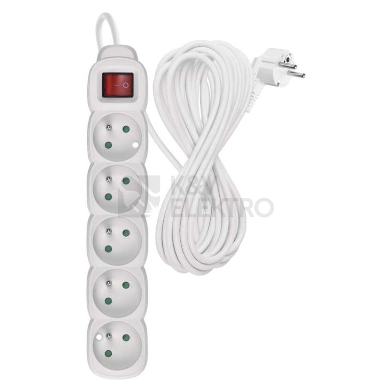 Obrázek produktu Prodlužovací kabel EMOS 10m/5zásuvek s vypínačem bílá P1510 1902151000 1