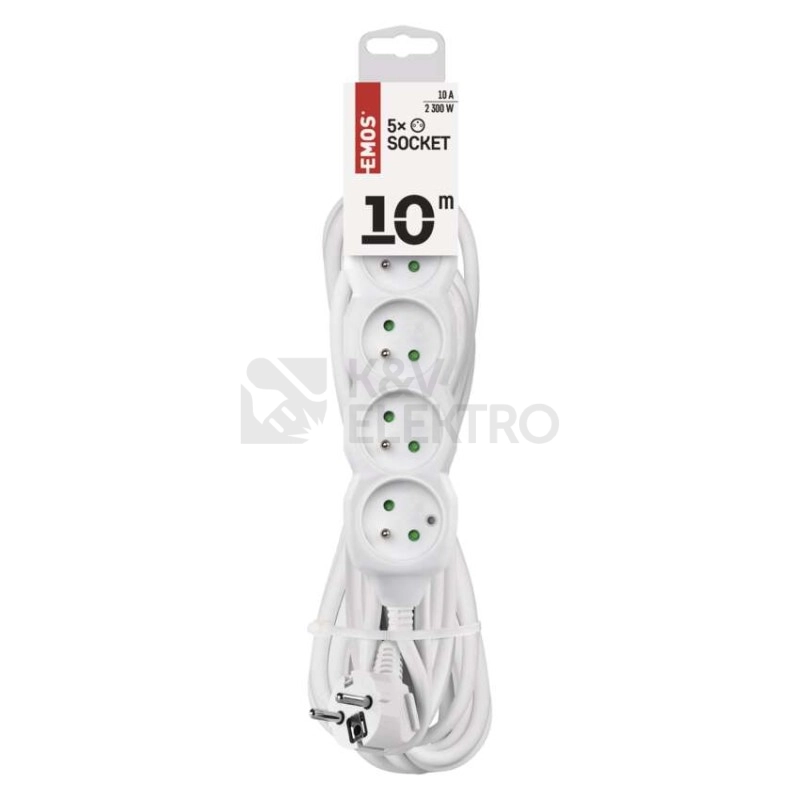 Obrázek produktu Prodlužovací kabel EMOS 10m/5zásuvek bílá P0510 1902051000 1
