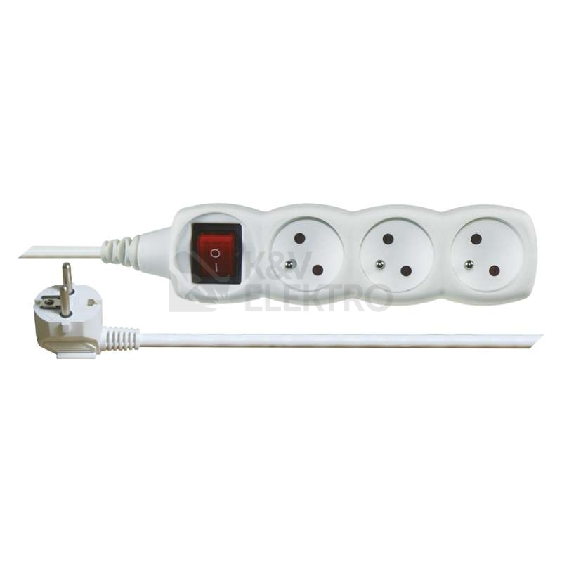 Obrázek produktu Prodlužovací kabel EMOS P1312 2m/3zásuvky s vypínačem bílá 1902130200 0