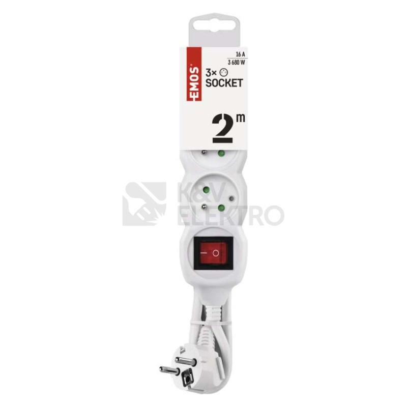 Obrázek produktu Prodlužovací kabel EMOS P1312 2m/3zásuvky s vypínačem bílá 1902130200 1