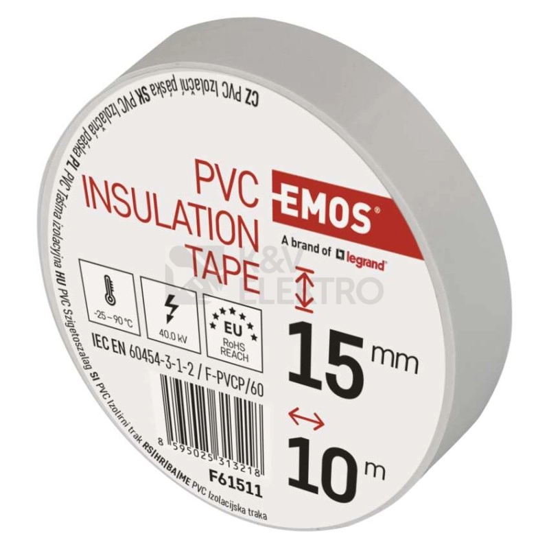 Obrázek produktu Izolační páska EMOS F61511 0,13mm 15mm x 10m bílá 7