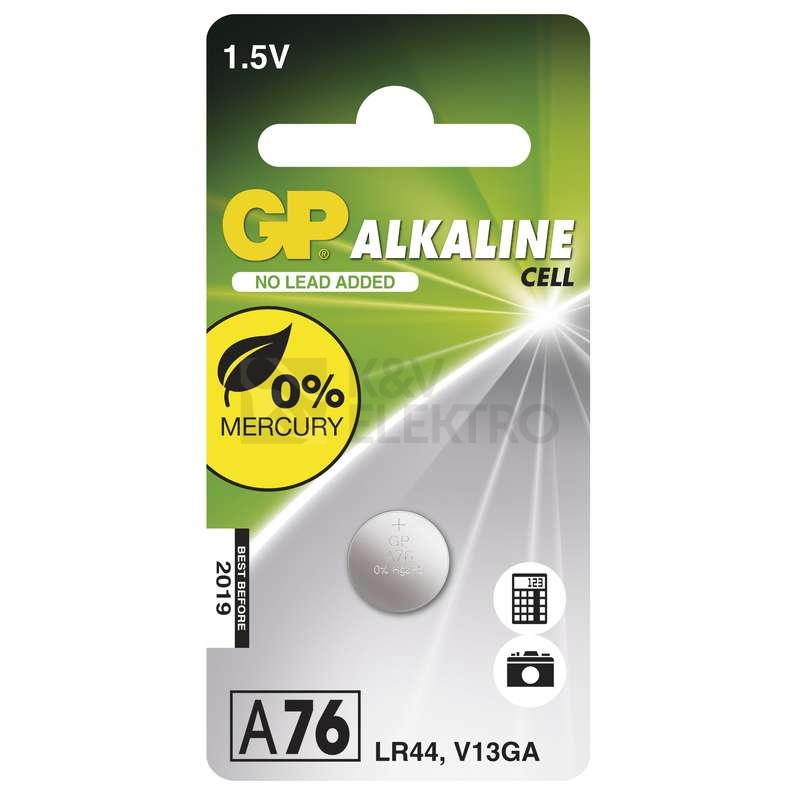 Obrázek produktu Knoflíková baterie GP LR44 A76 AG13 alkalická 1ks 1041007611 blistr 0