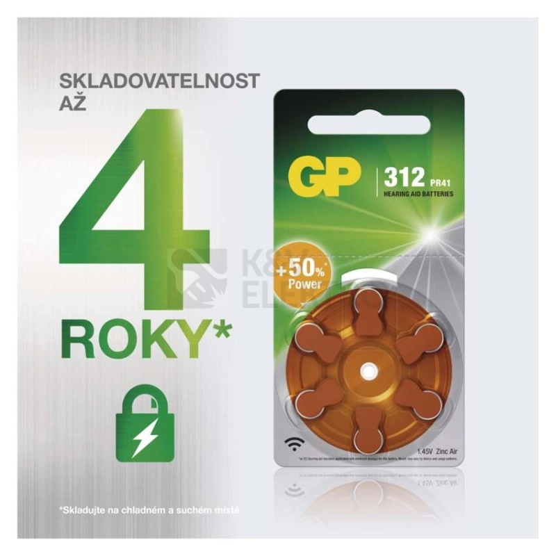 Obrázek produktu Knoflíková baterie do naslouchadel GP ZA312 PR41 (blistr 6ks) 2