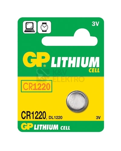 Obrázek produktu Knoflíková baterie GP CR1220 lithiová 1ks 1042122011 blistr 0