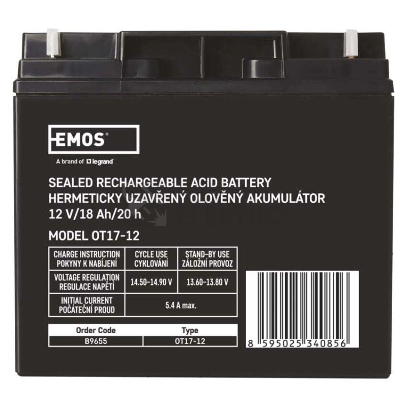 Obrázek produktu Olověný akumulátor EMOS B9655 12V 18Ah 4