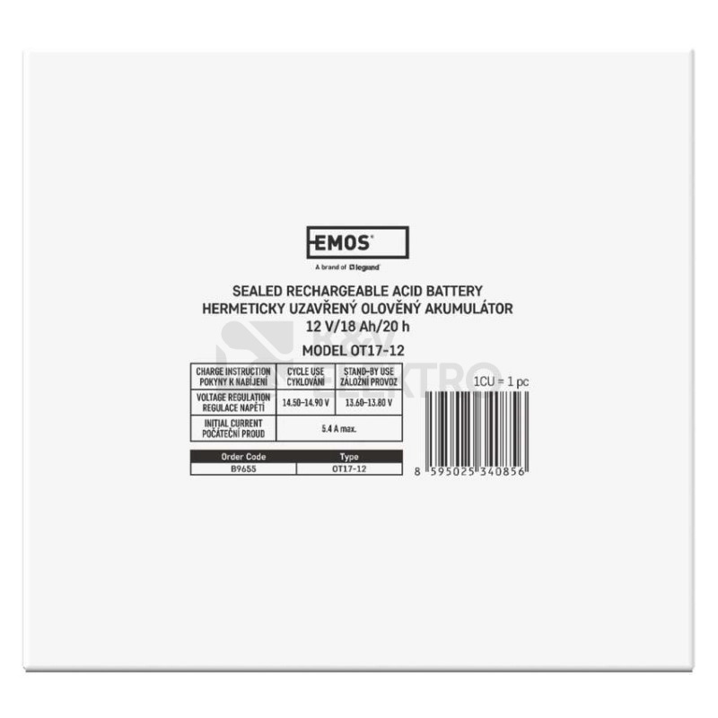 Obrázek produktu Olověný akumulátor EMOS B9655 12V 18Ah 8