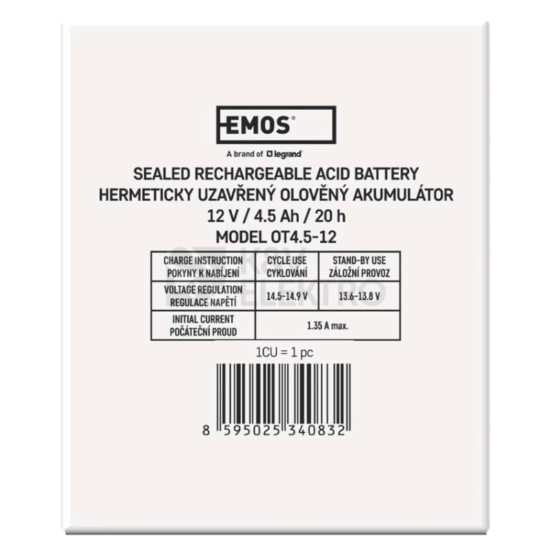 Obrázek produktu Olověný akumulátor EMOS B9653 12V 4,5Ah 2