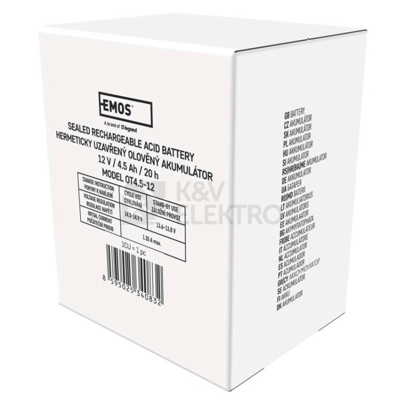 Obrázek produktu Olověný akumulátor EMOS B9653 12V 4,5Ah 4