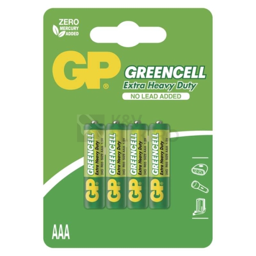 Mikrotužkové baterie AAA GP R03 Greencell (blistr 4ks)