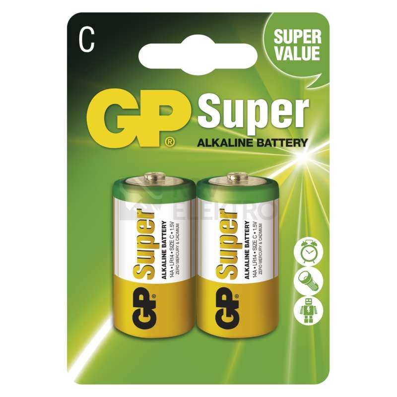 Obrázek produktu Baterie C GP LR14 Super alkalické (blistr 2ks) 0
