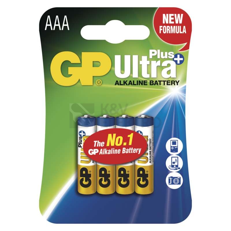 Obrázek produktu Mikrotužkové baterie AAA GP LR03 Ultra Plus alkalické (blistr 4ks) 0