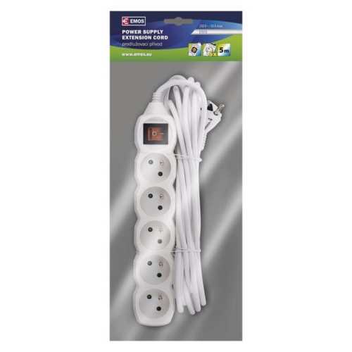 Prodlužovací kabel EMOS P1515 5m/5zásuvek s vypínačem bílá 1902150500