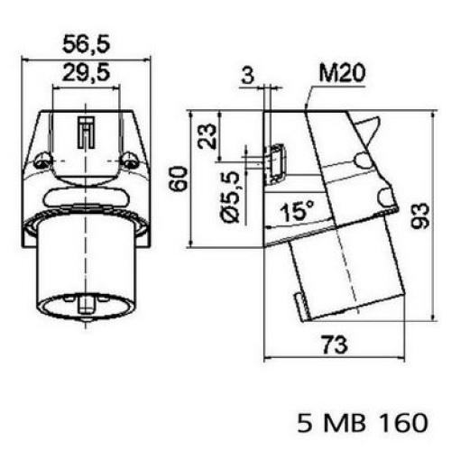 Přívodka nástěnná Bals 240 16A/3p 230V IP44