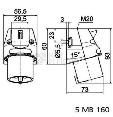 Obrázek produktu Přívodka nástěnná Bals 240 16A/3p 230V IP44 1