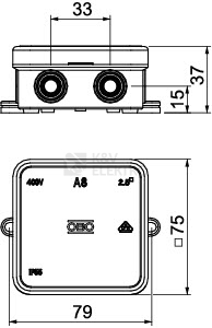 Obrázek produktu Krabice OBO A8 5 IP54 75x75x36 se svorkovnicí 2000024 1