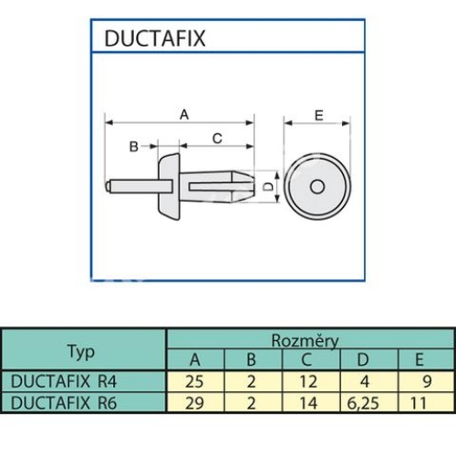 Upevňovací nýt pro rozvaděčové kanály 6mm oranžová (250ks) IBOCO DUCTAFIX R6 06511