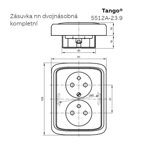 ABB Tango dvojzásuvka slonová kost 5512A-2349 C