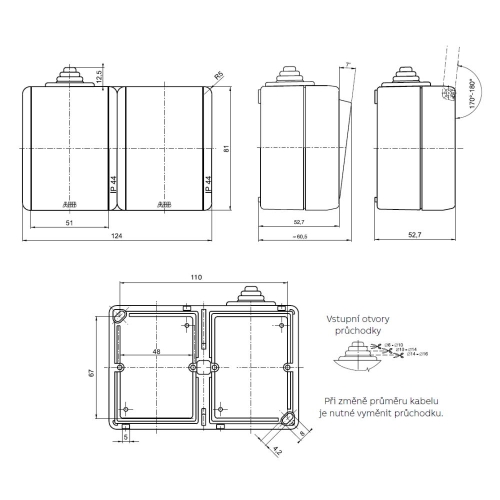 ABB Praktik kombinace vypínače č.6 a zásuvky bílá 3932-20062 B