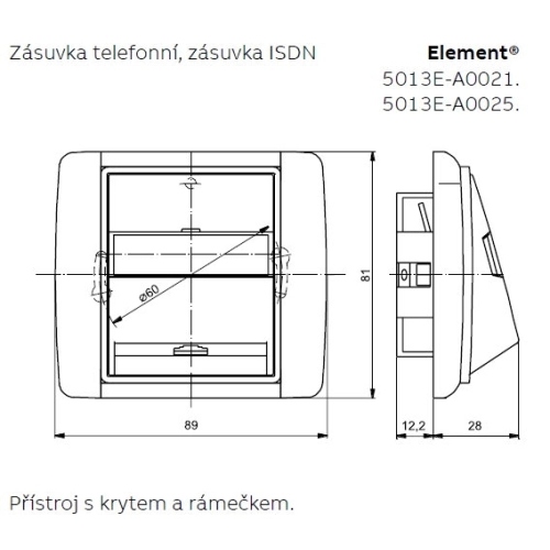 ABB Element kryt zásuvky telefonní slonová kost/ledová bílá 5013E-A00213 21 (obrázek 2)