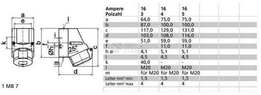 Obrázek produktu Zásuvka nástěnná Bals 11930 16A/3p/230V IP44 1