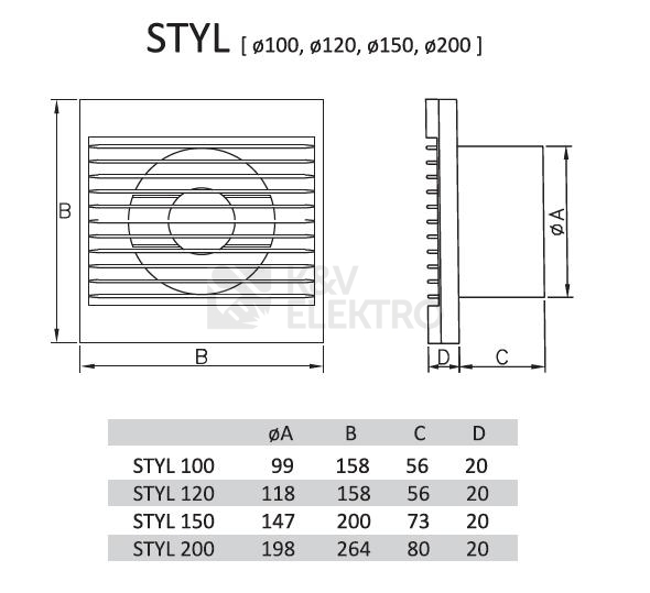 Obrázek produktu  Axiální ventilátor do koupelny se zpětnou klapkou DOSPEL STYL 120 S-P 1020064 2