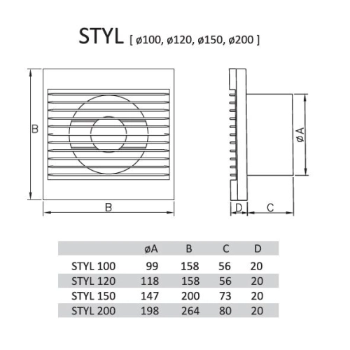 Axiální koupelnový ventilátor s časovým doběhem DOSPEL STYL 120WC (obrázek 5)