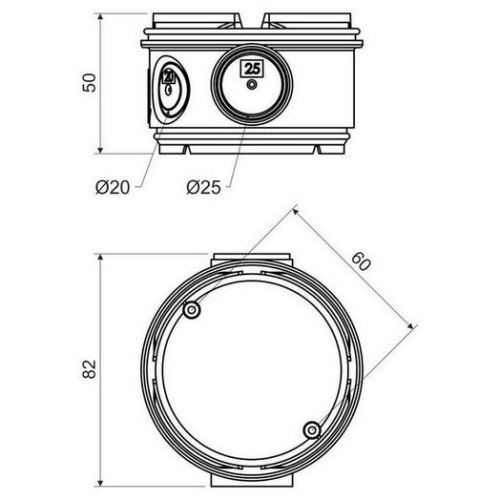 Nízké tělo krabice do betonu KOPOS KBT-2 ZB