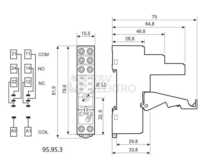 Obrázek produktu  Patice Finder 95.95.3 pro relé 40/41/43/44 1P/2P 10A 1