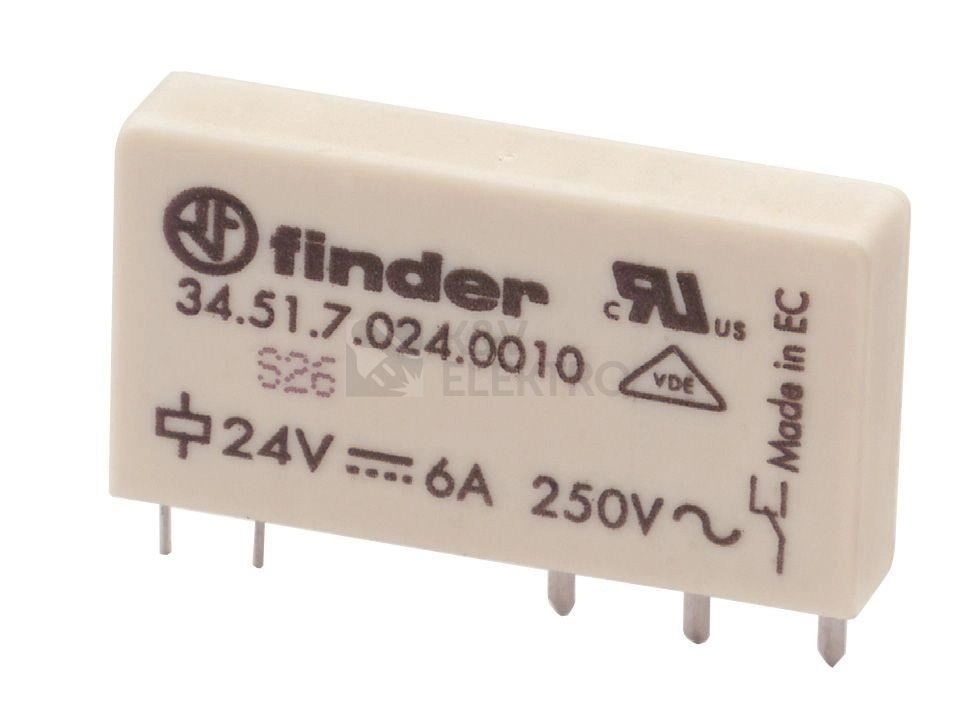 Obrázek produktu Spínací relé paticové Finder 1P (jednořadé) 6A 24VDC 34.51.7.024.0010 0