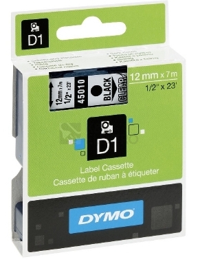 Obrázek produktu Páska do štítkovače Dymo 45010 průhledná/černá 12mm/7m S0720500 0