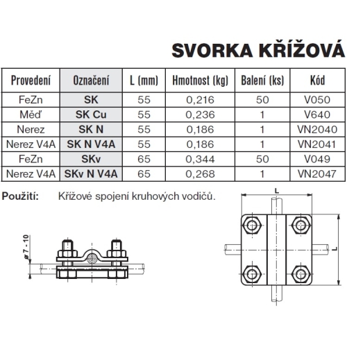 Svorka křížová měď SK Cu TREMIS V640