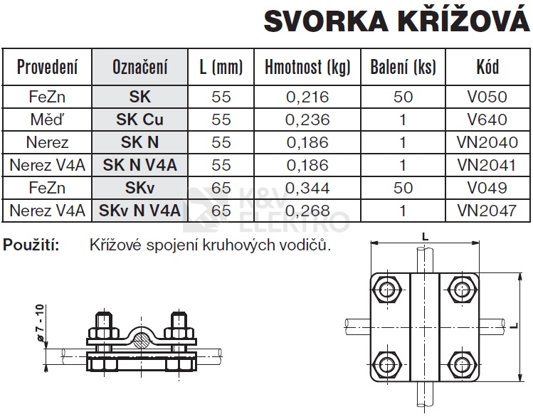 Obrázek produktu Svorka křížová měď SK Cu TREMIS V640 1