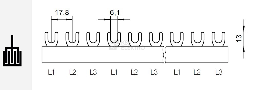 Obrázek produktu Propojovací lišta Eleman G-3L-1000/10C 1000060 1