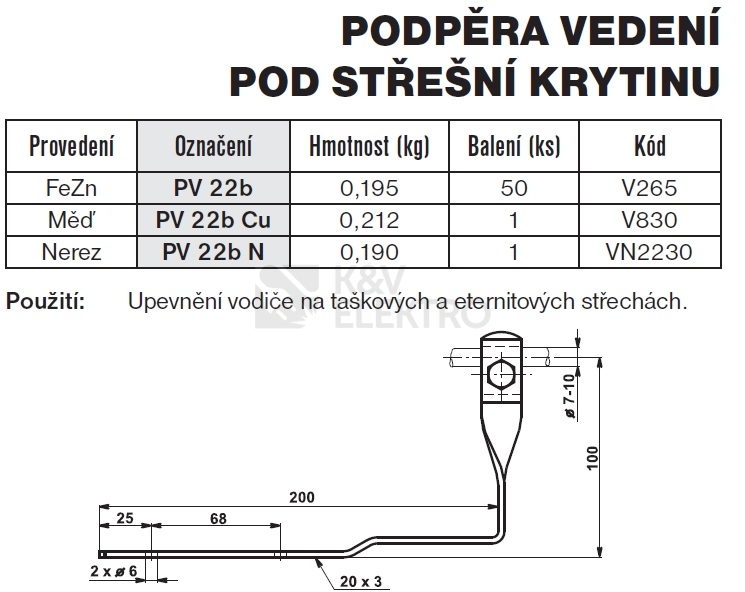 Obrázek produktu Podpěra vedení pod střešní krytinu PV 22b TREMIS V265 1
