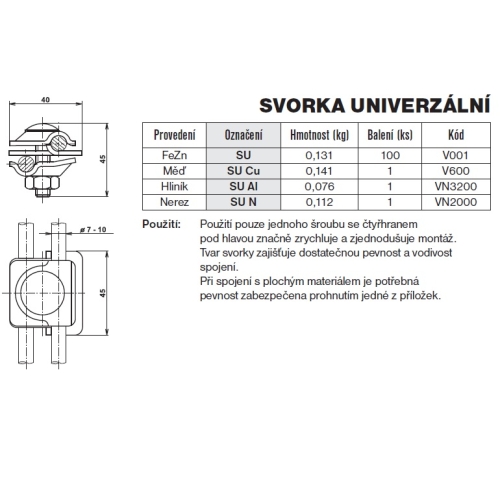 Svorka univerzální měď SU Cu TREMIS V600