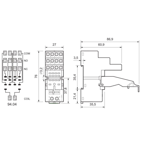 Patice Finder 94.04 pro relé 55/85 2P/4P 10A