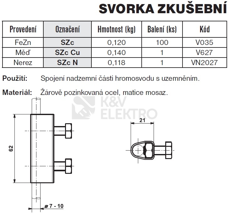 Obrázek produktu Svorka zkušební SZc TREMIS V035 1