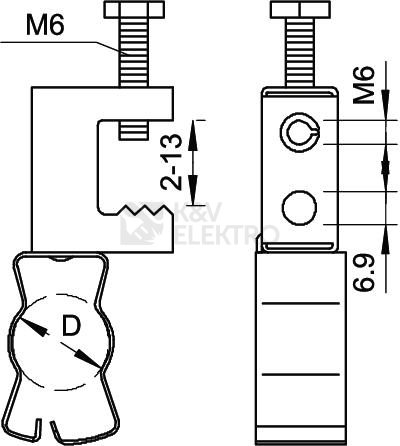 Obrázek produktu Nosníková svorka OBO TKS 213-32 d=28-32mm 1484826 2