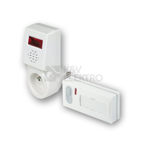 Domovní bezdrátový zvonek do zásuvky ELEKTROBOCK BZ3-1S se spínanou zásuvkou