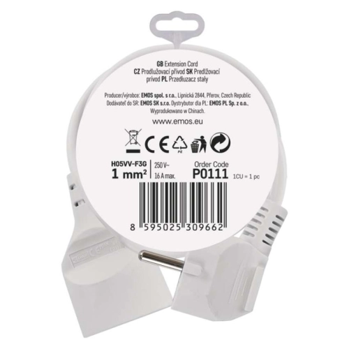Prodlužovací kabel EMOS 1,5m/1zásuvka bílá P0111 1901010150 (obrázek 7)