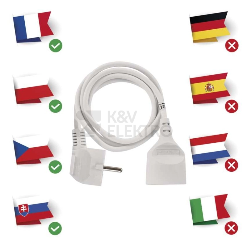 Obrázek produktu Prodlužovací kabel EMOS 1,5m/1zásuvka bílá P0111 1901010150 3