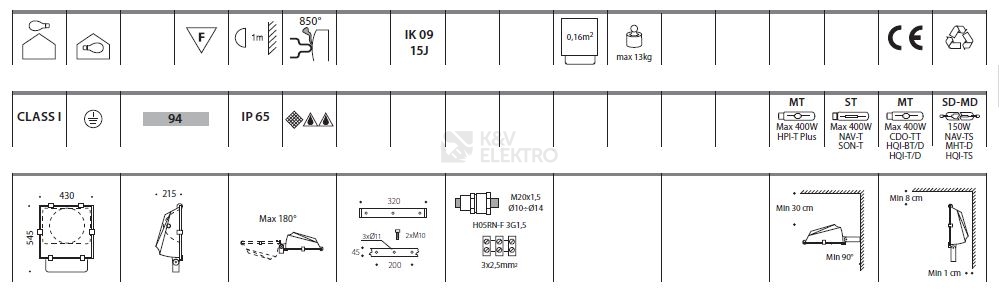 Obrázek produktu  Svítidlo reflektor SPB LEO/C 150CR 5058494 RX7s 150W SD-MD 1009672 1