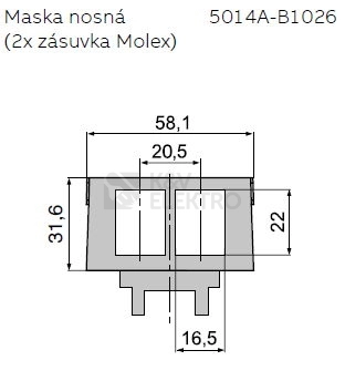 Obrázek produktu ABB nosná maska 5014A-B1026 Tango, Future Linear, Solo, Busch-axcent, Impuls, Alpha exclusive 2x Molex 1