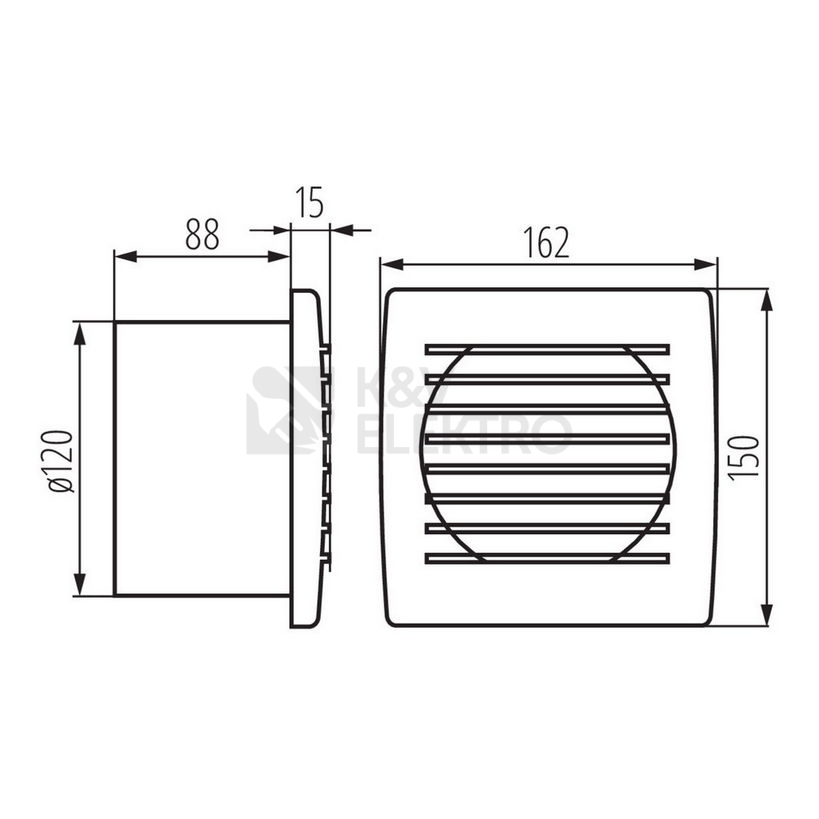 Obrázek produktu Axiální koupelnový ventilátor Kanlux CYKLON EOL120 70915 s flexošňůrou a tahovým spínačem 1